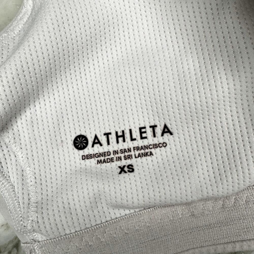 ATHLETA Womens Strappy Back Sports Bra with Mesh Detail Light Grey Size XS - Picture 4 of 4